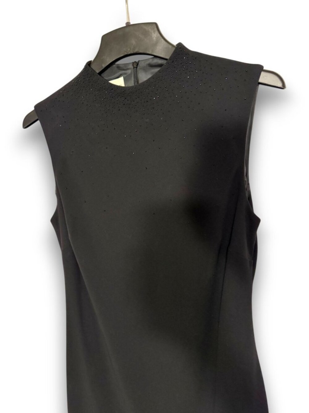 Evan Picone Women Black Beaded Mock Neck Sleeveless Sheath Dress Size 12 - Picture 5 of 11